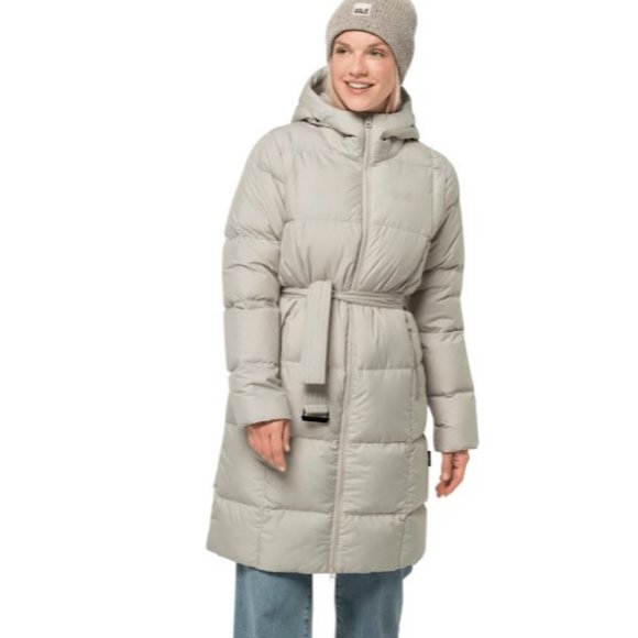 NWT Jack Wolfskin Long Puffer Coat, Light Grey Taupe, Size XS - Picture 7 of 16